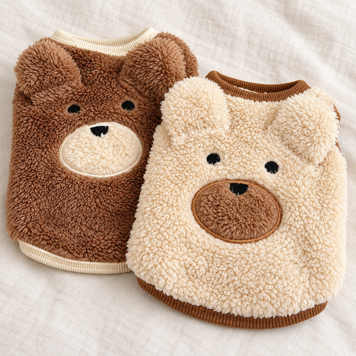 くまボアベスト 2色の生地アップ