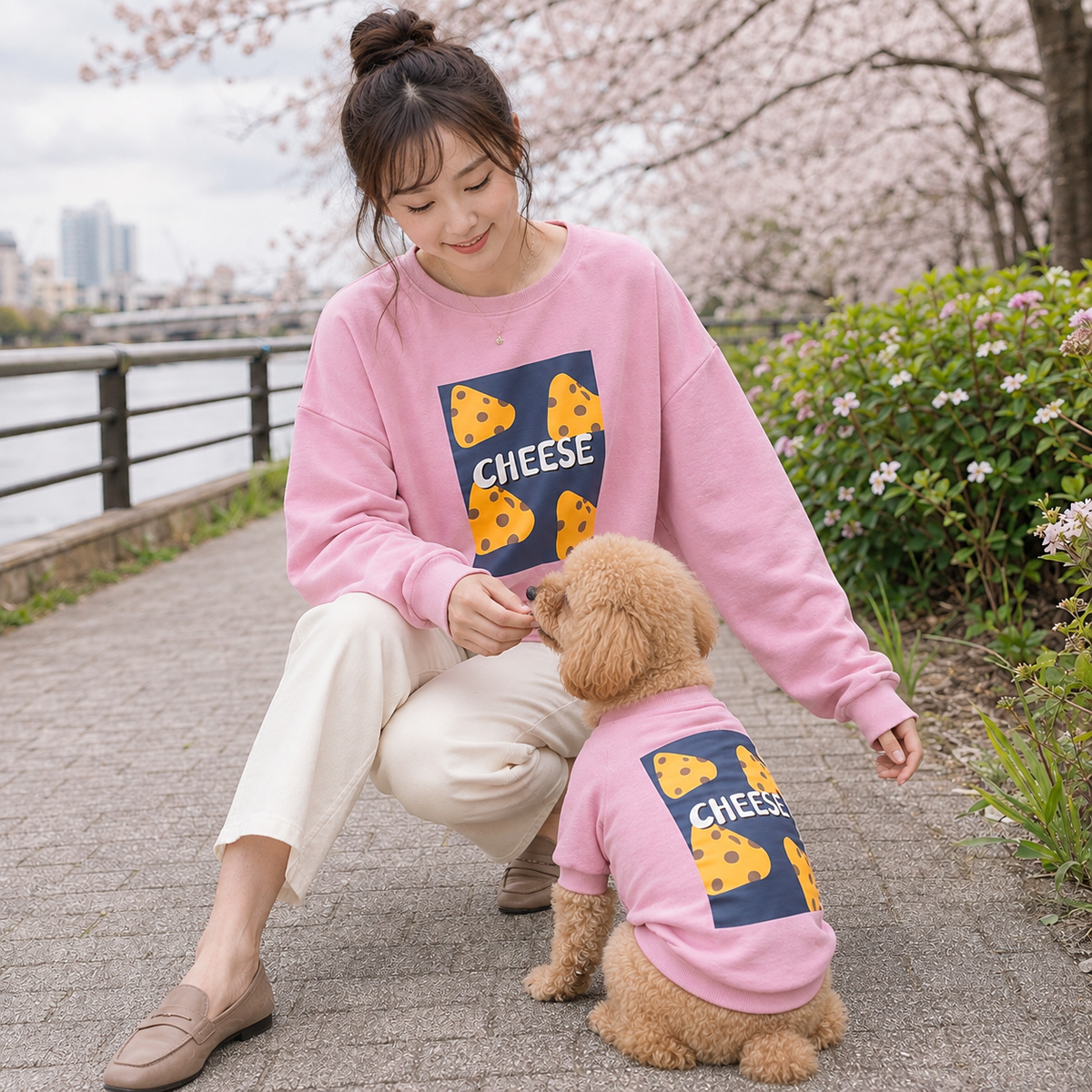 グラフィックプリント 犬用トレーナー